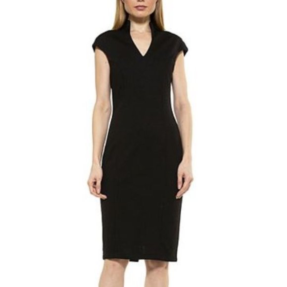 Alexia Admor Katrina Splitneck Black Midi Sheath Dress L